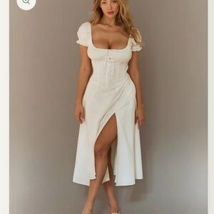 EVIE Cream Puff Sleeve Midi Dress